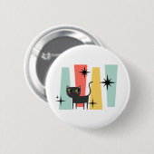 Badge Rond 5 Cm Chat Rétro du Milieu du Siècle (Devant & derrière)