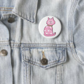 Badge Rond 5 Cm chat rose (En situation)