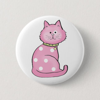 Badge Rond 5 Cm chat rose