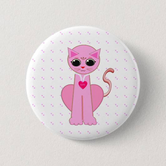 BADGE ROND 5 CM CHAT ROSE MIGNON (Devant)