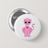 BADGE ROND 5 CM CHAT ROSE MIGNON (Devant & derrière)