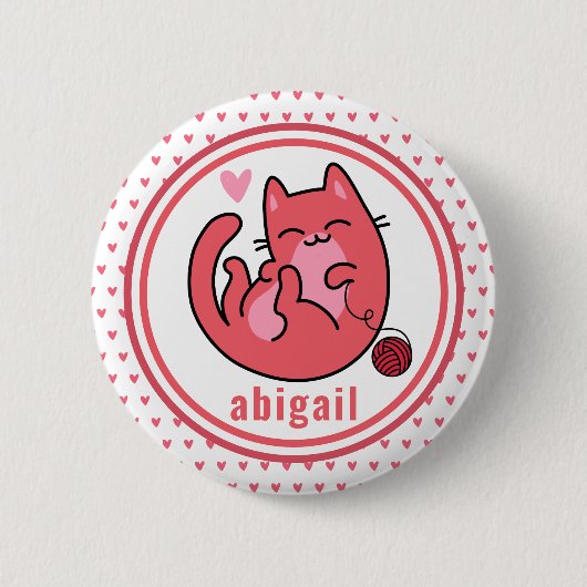 Badge Rond 5 Cm Chat rose mignon | Enfants personnalisés (Devant)