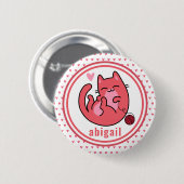 Badge Rond 5 Cm Chat rose mignon | Enfants personnalisés (Devant & derrière)