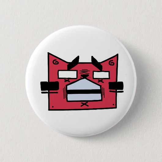 Badge Rond 5 Cm Chat rouge (Devant)