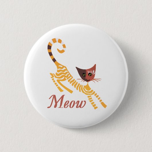 Badge Rond 5 Cm Chat rouge drôle (Devant)