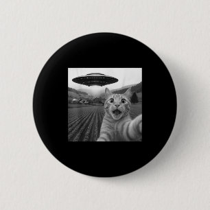 Badge Rond 5 Cm Chat selfie avec un OVNI alien drôle pour hommes f