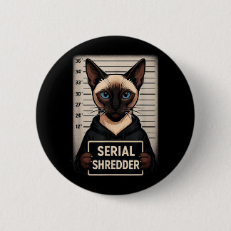 Badge Rond 5 Cm Chat siamois tueur en série Mugshot drôle d'animal