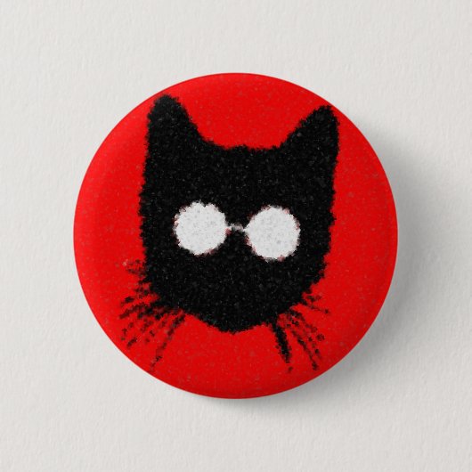 Badge Rond 5 Cm Chat solennel de hippie avec la silhouette en (Devant)