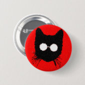 Badge Rond 5 Cm Chat solennel de hippie avec la silhouette en (Devant & derrière)