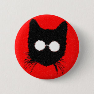 Badge Rond 5 Cm Chat solennel de hippie avec la silhouette en