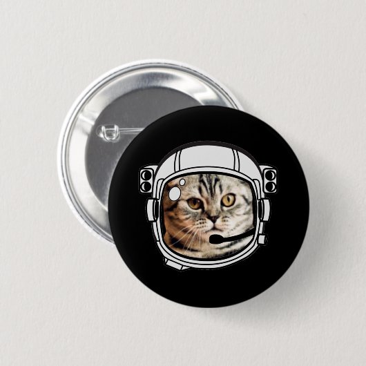 Badge Rond 5 Cm Chat spatial (Devant & derrière)