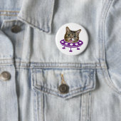 Badge Rond 5 Cm Chat spatial (En situation)
