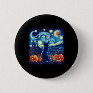 Badge Rond 5 Cm Chat Starry Nuit Van Gogh Amoureux de les chats Ch