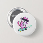 BADGE ROND 5 CM CHAT SUR UN SKATEBOARD (Devant & derrière)