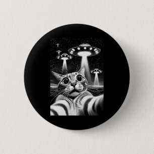 Badge Rond 5 Cm Chat Ufo Drôle Invasion Mème Rétro Alien Chat Ufo