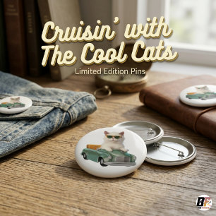 Badge Rond 5 Cm Chat utilise voiture enfant minimaliste élégant te