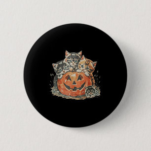 Badge Rond 5 Cm Chat vintage 90s Halloween Soky Saison Citrouille