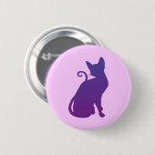 Badge Rond 5 Cm Chat Violet (Devant & derrière)