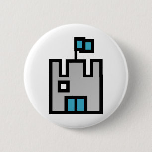 Badge Rond 5 Cm Château Bleu
