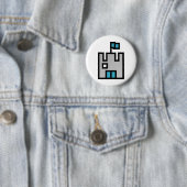 Badge Rond 5 Cm Château Bleu (En situation)