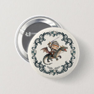 Badge Rond 5 Cm Château de chevalier à l'aquarelle mignon Garçons