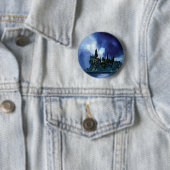 Badge Rond 5 Cm Château Harry Potter | Hogwarts à la nuit (En situation)