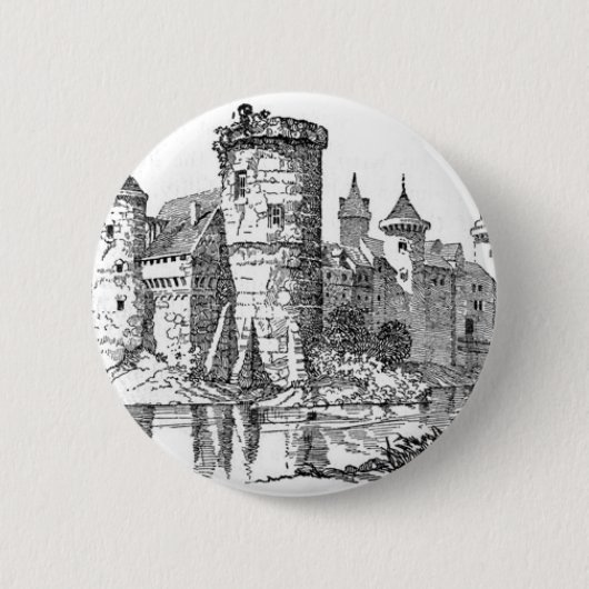 Badge Rond 5 Cm Château médiéval (Devant)