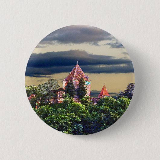 Badge Rond 5 Cm château médiéval (Devant)
