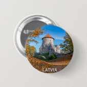 Badge Rond 5 Cm Château médiéval entouré de forêt (Devant & derrière)