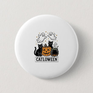 Badge Rond 5 Cm Chatloween Chat Fantôme Vintage Design de Chemise 