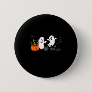 Badge Rond 5 Cm Chatloween drôle chat noir fantôme citrouille hall