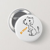 Badge Rond 5 Cm Chaton #1 étonné (Devant & derrière)