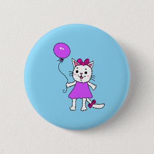 Badge Rond 5 Cm Chaton avec ballon