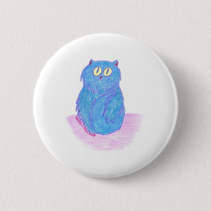 Badge Rond 5 Cm Chaton Bleu