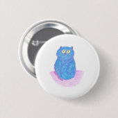 Badge Rond 5 Cm Chaton Bleu (Devant & derrière)