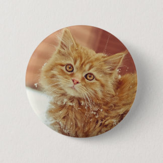 Badge Rond 5 Cm Chaton dans la neige