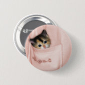 Badge Rond 5 Cm Chaton dans la poche 2 (Devant & derrière)
