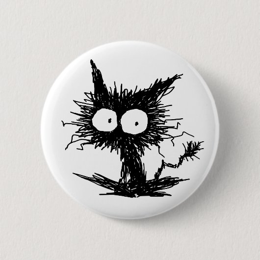 Badge Rond 5 Cm Chaton mal peigné noir GabiGabi (Devant)