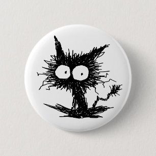 Badge Rond 5 Cm Chaton mal peigné noir GabiGabi