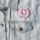 Badge Rond 5 Cm Chaton Mignon avec Casque à Bascule (En situation)