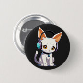 Badge Rond 5 Cm Chaton Mignon avec Casque de Mode (Devant & derrière)