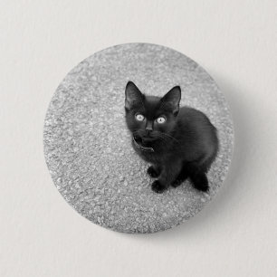 Badge Rond 5 Cm Chaton noir