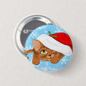 Badge Rond 5 Cm Chaton vacances (Devant & derrière)