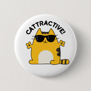 Badge Rond 5 Cm Chatouilleux Amusant Chat Pun
