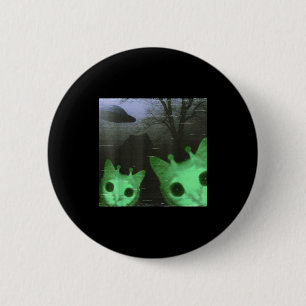 Badge Rond 5 Cm Chats Aliens Ufo Drôle Effrayant Mème De Chat Pour