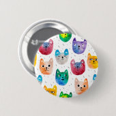 Badge Rond 5 Cm Chats aquarelles et amis (Devant & derrière)