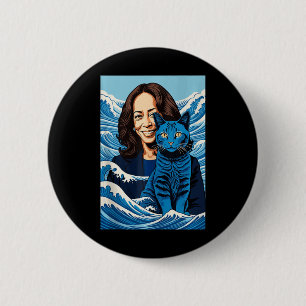 Badge Rond 5 Cm Chats Bleus Vague Pour Kamala Funny Kamala Harris 