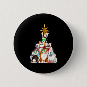 Badge Rond 5 Cm chats d'arbre de noël
