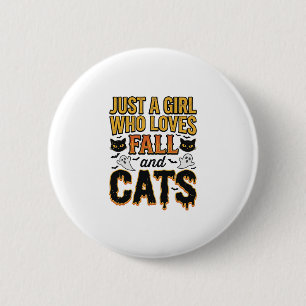 Badge Rond 5 Cm Chats d'automne fille d'Halloween conception graph