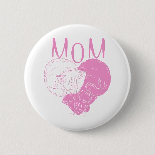 Badge Rond 5 Cm Chats de coeur MOM rose (Devant)